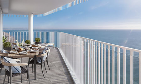 Visualisation of the view from the Bayside Apartments on Worthing seafront overlooking the sea